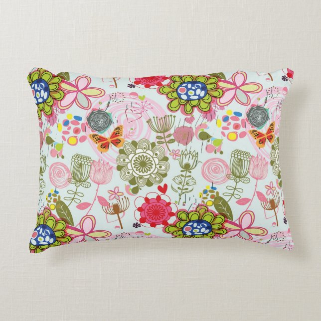 Floral pattern in retro style 2 decorative cushion (Front)