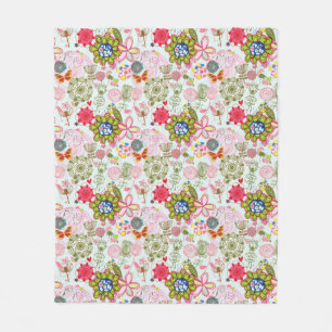 Floral pattern in retro style 2 fleece blanket