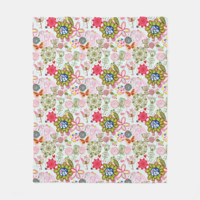 Floral pattern in retro style 2 fleece blanket (Front)