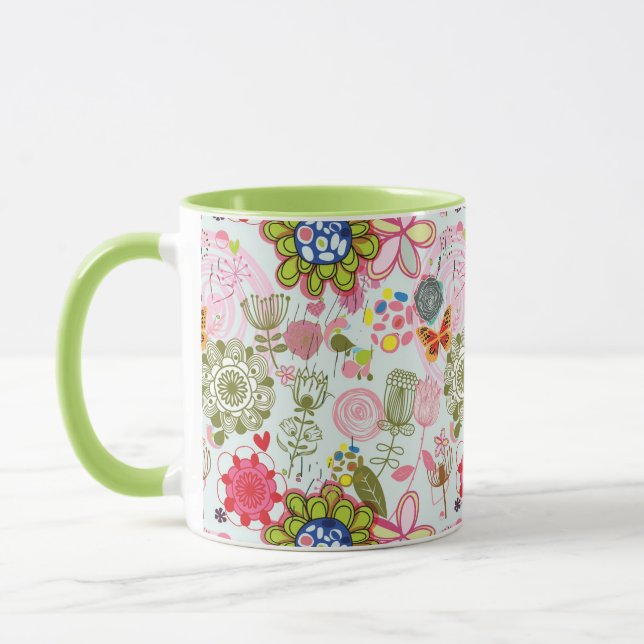 Floral pattern in retro style 2 mug (Left)