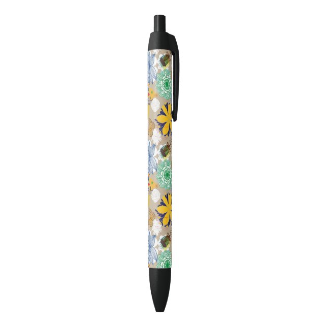 Floral pattern in retro style 3 black ink pen (Bottom (Vertical))
