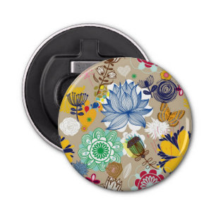 Floral pattern in retro style 3 bottle opener