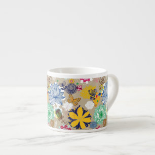 Floral pattern in retro style 3 espresso cup