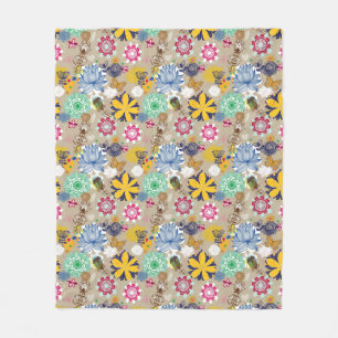 Floral pattern in retro style 3 fleece blanket