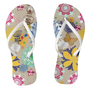 Floral pattern in retro style 3 flip flops