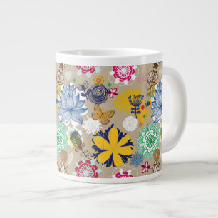 Floral pattern in retro style 3 large coffee mug