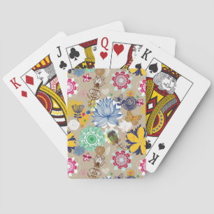 Floral pattern in retro style 3 playing cards