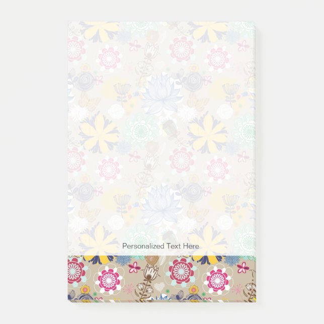 Floral pattern in retro style 3 post-it notes (Front)