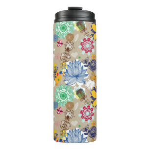 Floral pattern in retro style 3 thermal tumbler