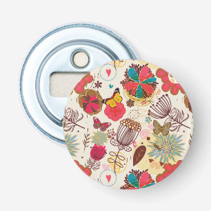 Floral pattern in retro style 4 bottle opener