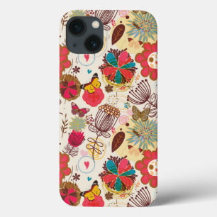 Floral pattern in retro style 4 iPhone 13 case