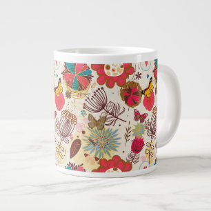 Floral pattern in retro style 4 large coffee mug