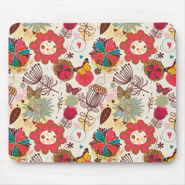 Floral pattern in retro style 4 mouse mat (Front)