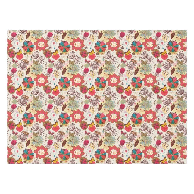 Floral pattern in retro style 4 tablecloth (Front (Horizontal))