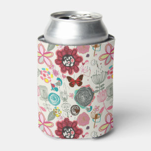 Floral pattern in retro style 5 can cooler