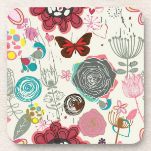 Floral pattern in retro style 5 coaster