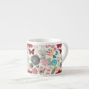 Floral pattern in retro style 5 espresso cup