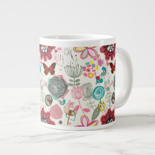 Floral pattern in retro style 5 large coffee mug