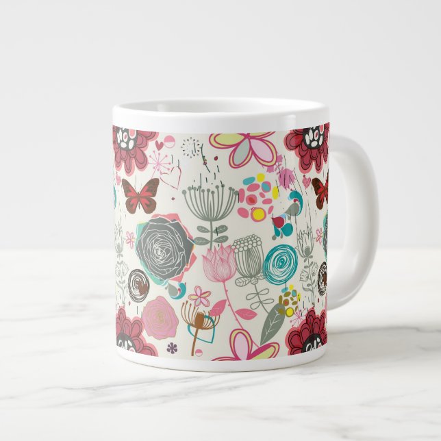 Floral pattern in retro style 5 large coffee mug (Front Right)