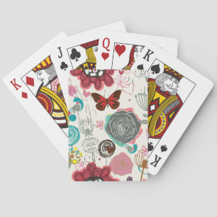 Floral pattern in retro style 5 playing cards