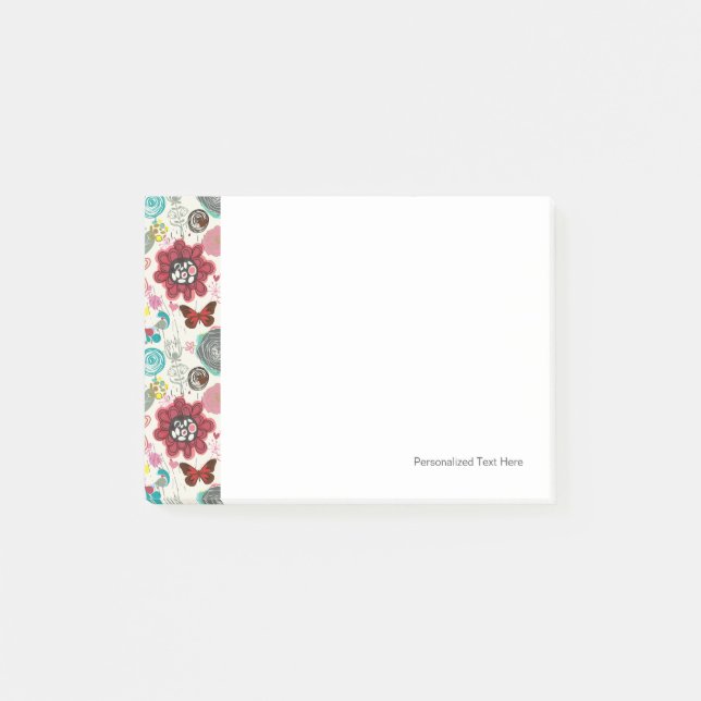 Floral pattern in retro style 5 post-it notes (Front)