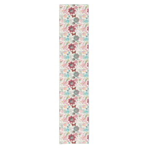 Floral pattern in retro style 5 short table runner