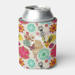 Floral pattern in retro style can cooler