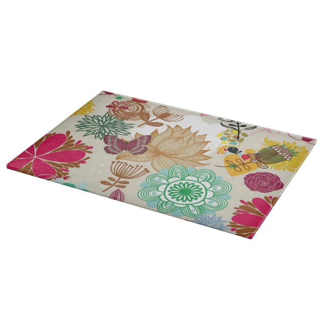 Floral pattern in retro style cutting board (Corner)