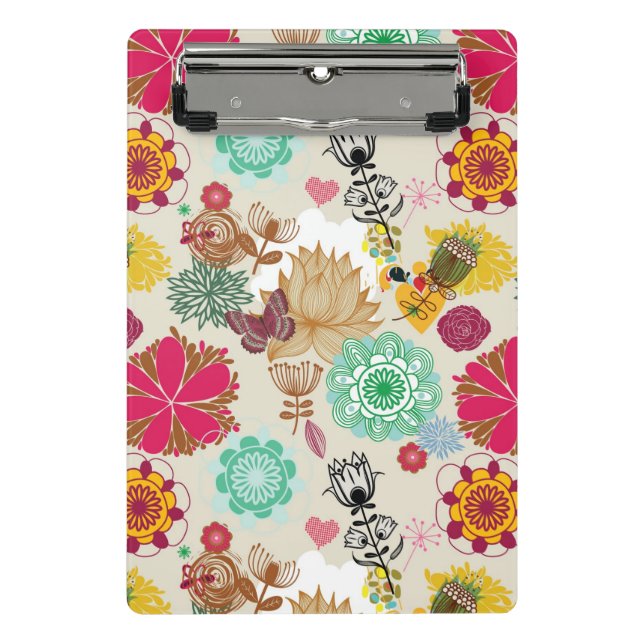 Floral pattern in retro style mini clipboard (Front)