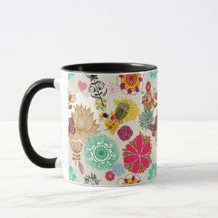 Floral pattern in retro style mug