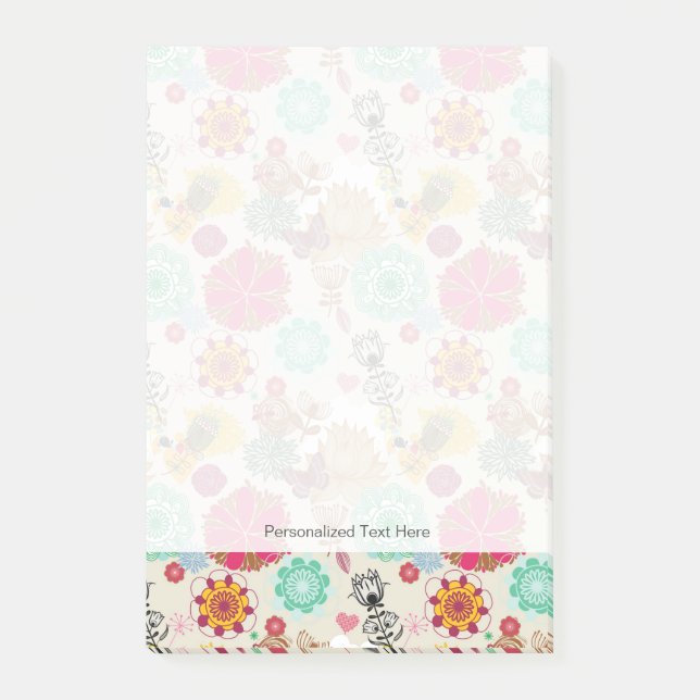 Floral pattern in retro style post-it notes (Front)