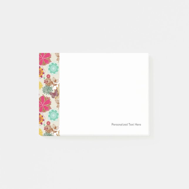 Floral pattern in retro style post-it notes (Front)