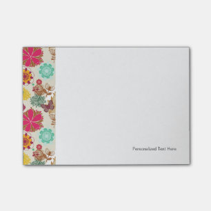 Floral pattern in retro style post-it notes