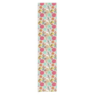 Floral pattern in retro style short table runner