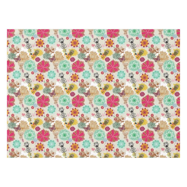 Floral pattern in retro style tablecloth (Front (Horizontal))