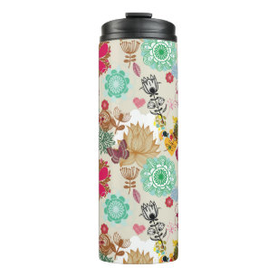 Floral pattern in retro style thermal tumbler
