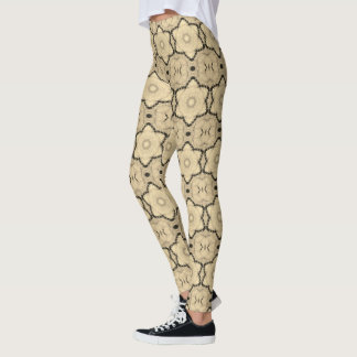 Floral Pattern in Sepia Tones Leggings