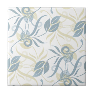 Floral Pattern in Slate Blue  Tile