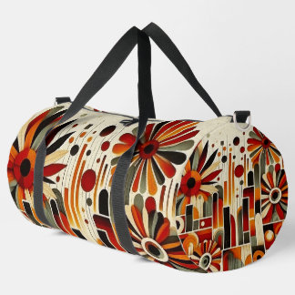 floral pattern in warm earth tones duffle bag