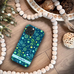 Floral Pattern Inspirivity Modern Blue Customised iPhone 13 Pro Max Case