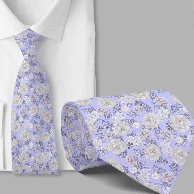 Floral Pattern Light Blue Flowers Necktie (Creator Uploaded)