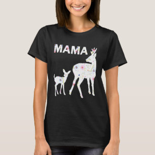 Floral Pattern Mama Fawn Doe Fitted Scoop Mothers  T-Shirt