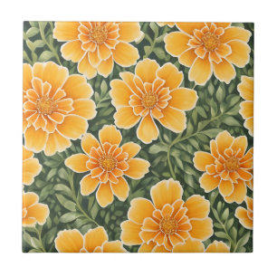 Floral Pattern Marigold Flowers Tile