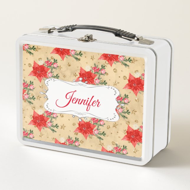 Floral Pattern Metal Lunch Box (Front)
