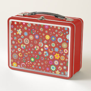 Floral Pattern Metal Lunch Box