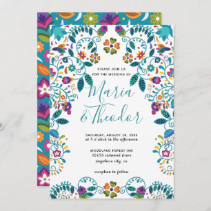 Floral Pattern Mexican Style Luxury Wedding Invitation