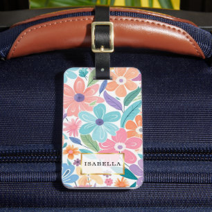 Floral Pattern Monogram Luggage Tag