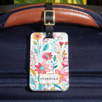 Floral Pattern Monogram Luggage Tag