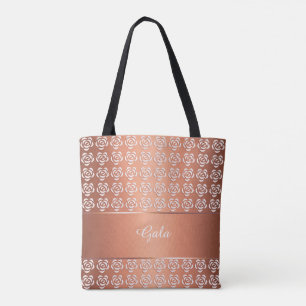 floral pattern. monogram tote bag