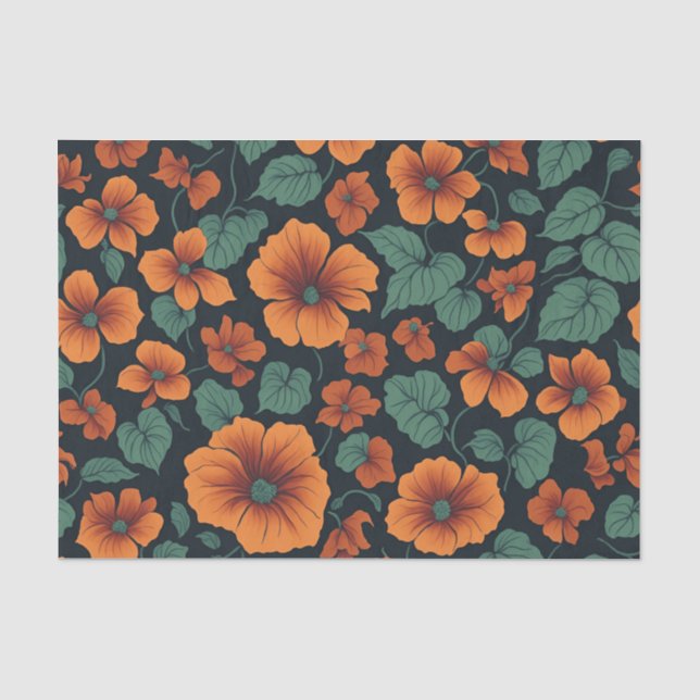 Floral Pattern Nasturtium Flowers Tissue Paper (Front)